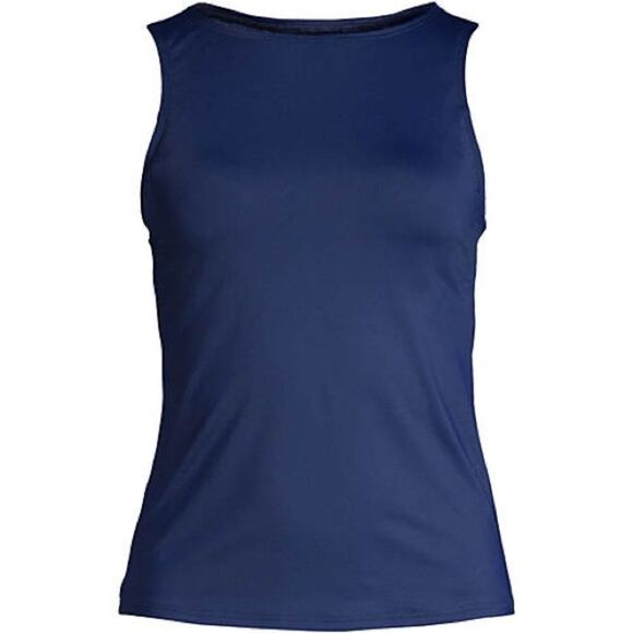 Land’s End  Textured pattern Modest high neck tankini top deep sea navy size 8 - Picture 1 of 8